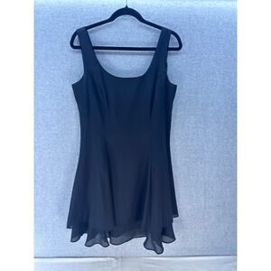 Vintage Chelsea Nites Women's sz 10 Black Swing Dress Flowy Flirty Classic 90s